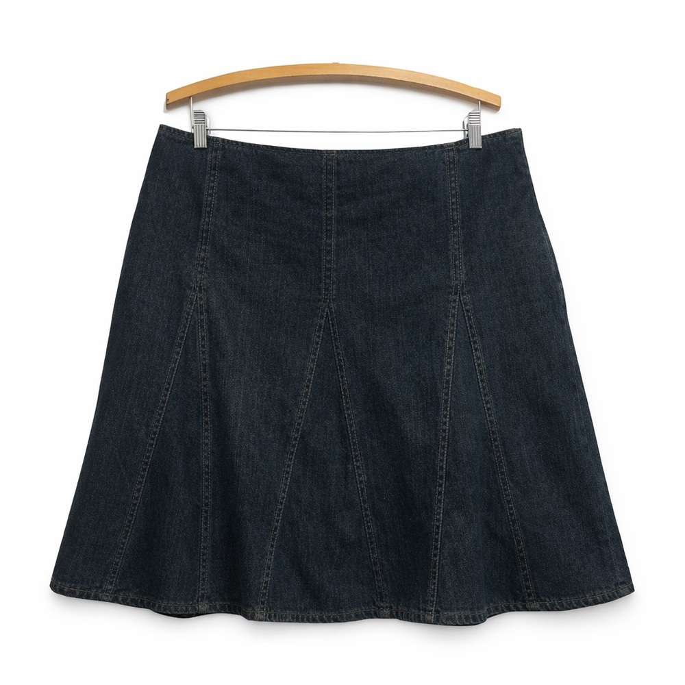 Vintage Massini Denim A-Line Skirt Size 16 Flare Panel 90s